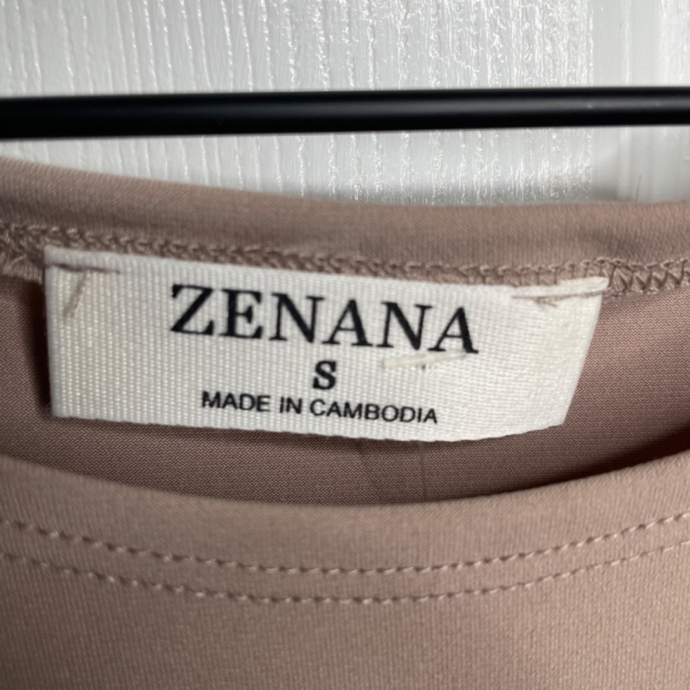 Tan Colored Ruching Tank Top, Zenana, - Picture 4 of 5